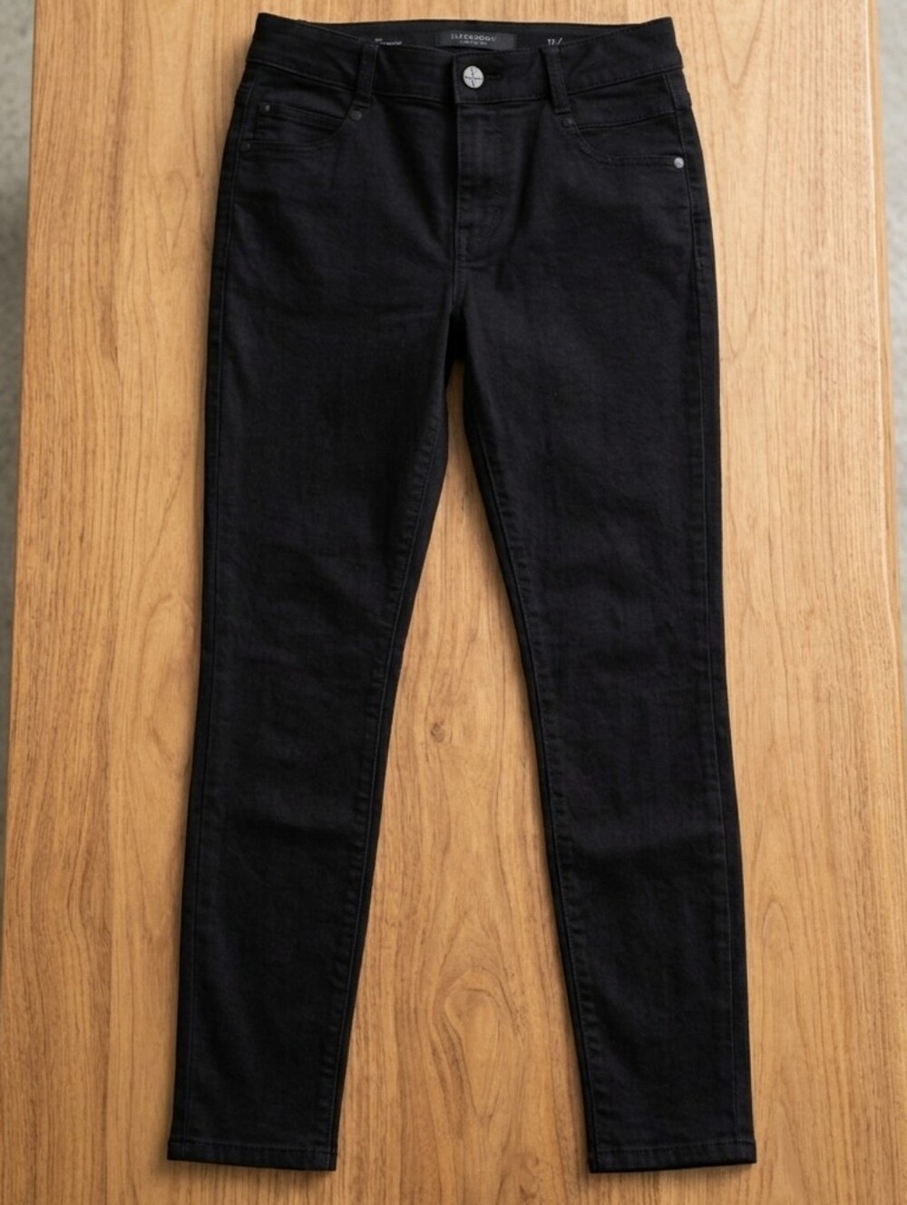 Liverpool The Ankle Skinny Pull On Button High Rise-Flawless Black Denim Skinny